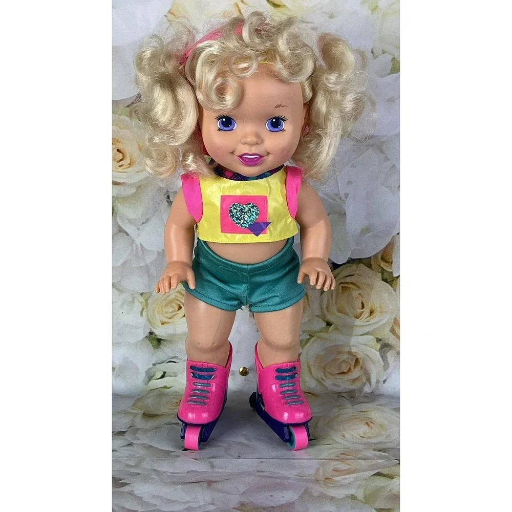 California Roller Baby Rollerblade Doll Skates Helmet Earrings 1996 Tyco Vtg